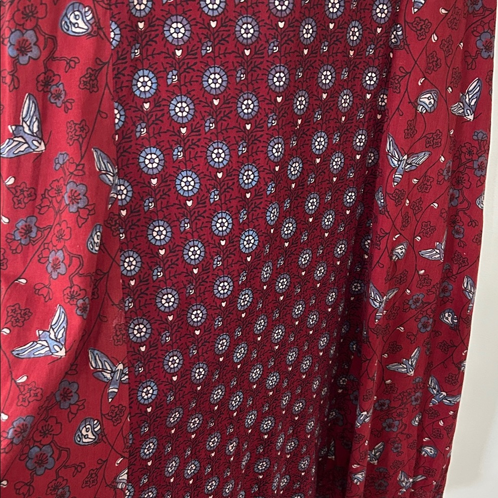 April Cornell Dress XL Burgundy Indian Print Maxi Floral Bohemian Festival - Picture 9 of 16